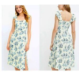 NWT LOFT Yellow and Blue Floral Sundress, Size 4